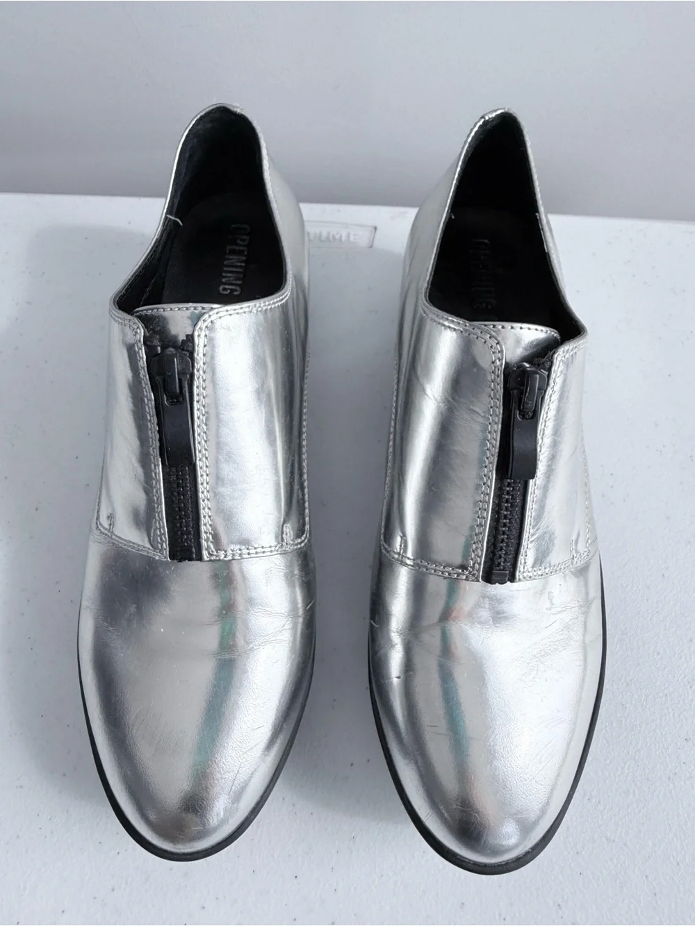 Opening Ceremony Silver Grunge Zip Platform Oxford Spectator Shoes EU 39 US 9